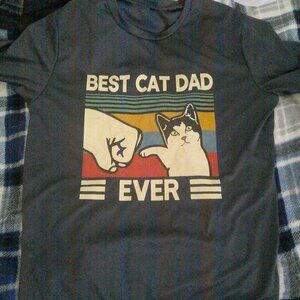 Mens Medium Best Cat Dad T Shirt-Good Condition